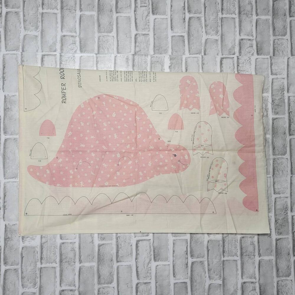 Vintage DIY Dinosaur Stuffed Animal Fabric Panel